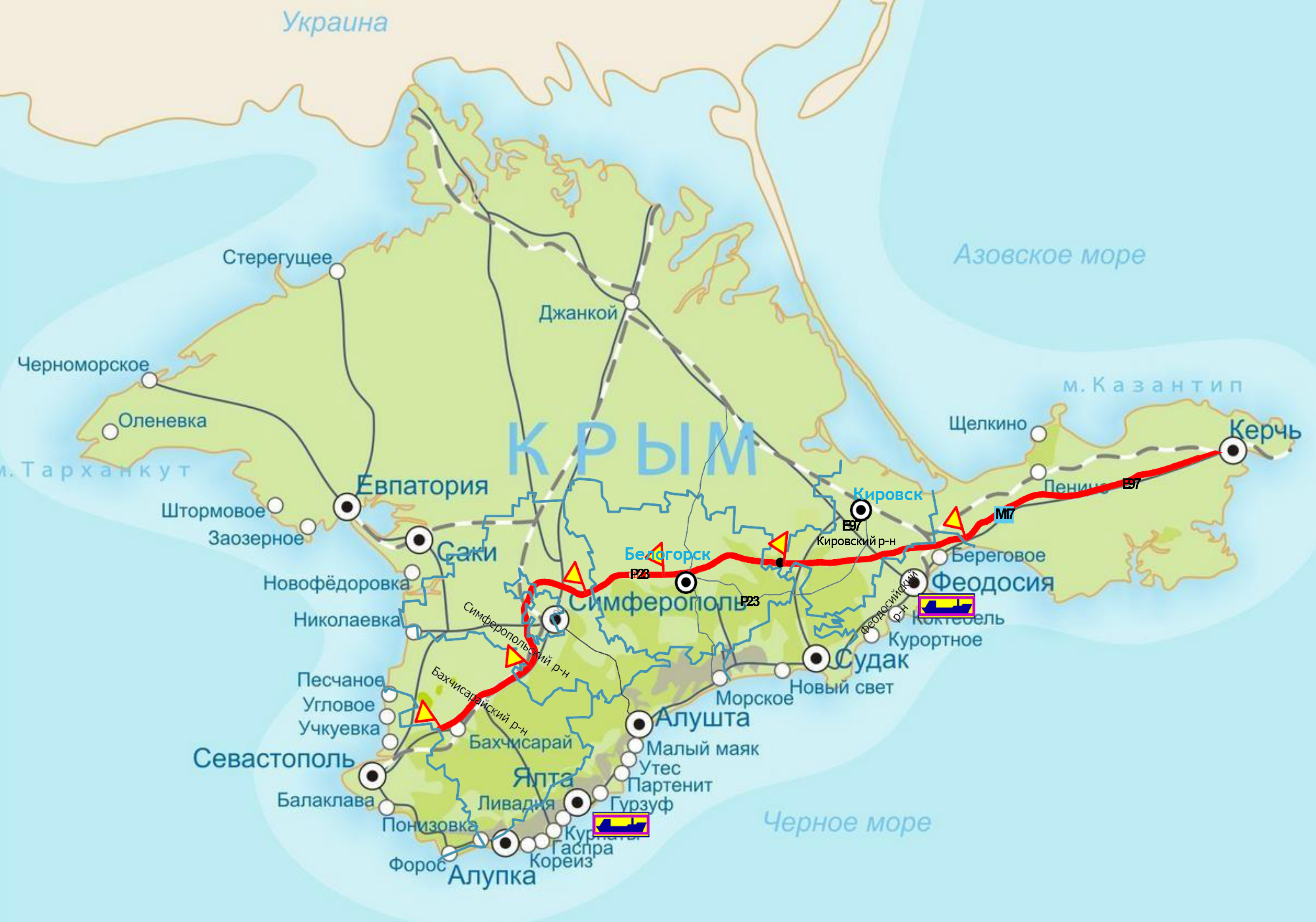 Карта крымских дорог